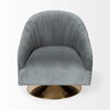 James II Gray Blue Velvet Covered Seat w Gold Swivel Base Accent Chair thumbnail 3