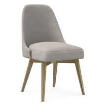 Online Designer Bathroom Mid-Century Office Chair, Deluxe Velvet, Pearl Gray, Blackened Brass