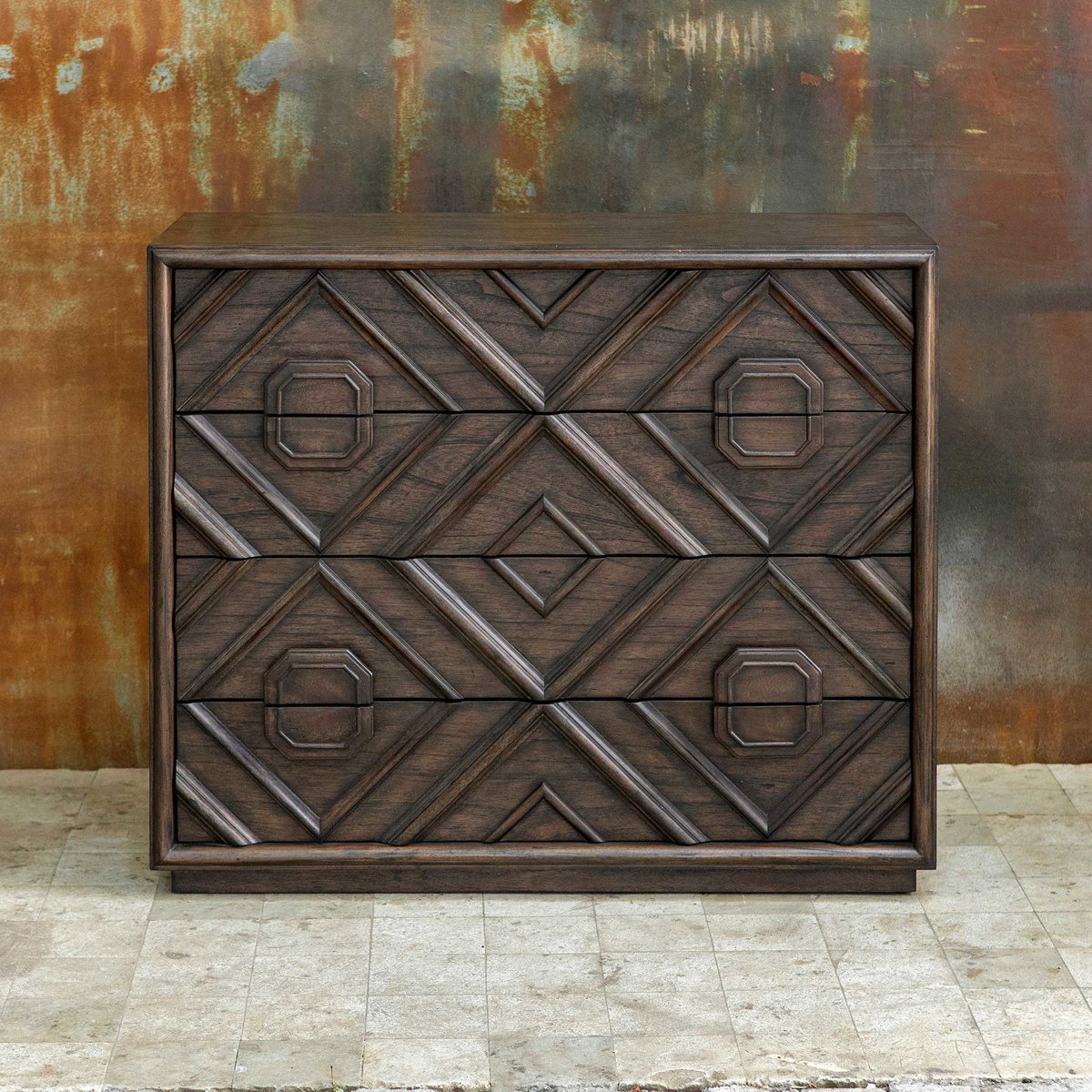 Mindra Drawer Chest, Cabinets & Chest by Uttermost, 43" width x 36" height x 18" depth View 4