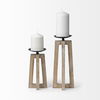 Astra Large Light Brown Wood Pedestal Base Table Candle Holder thumbnail 3