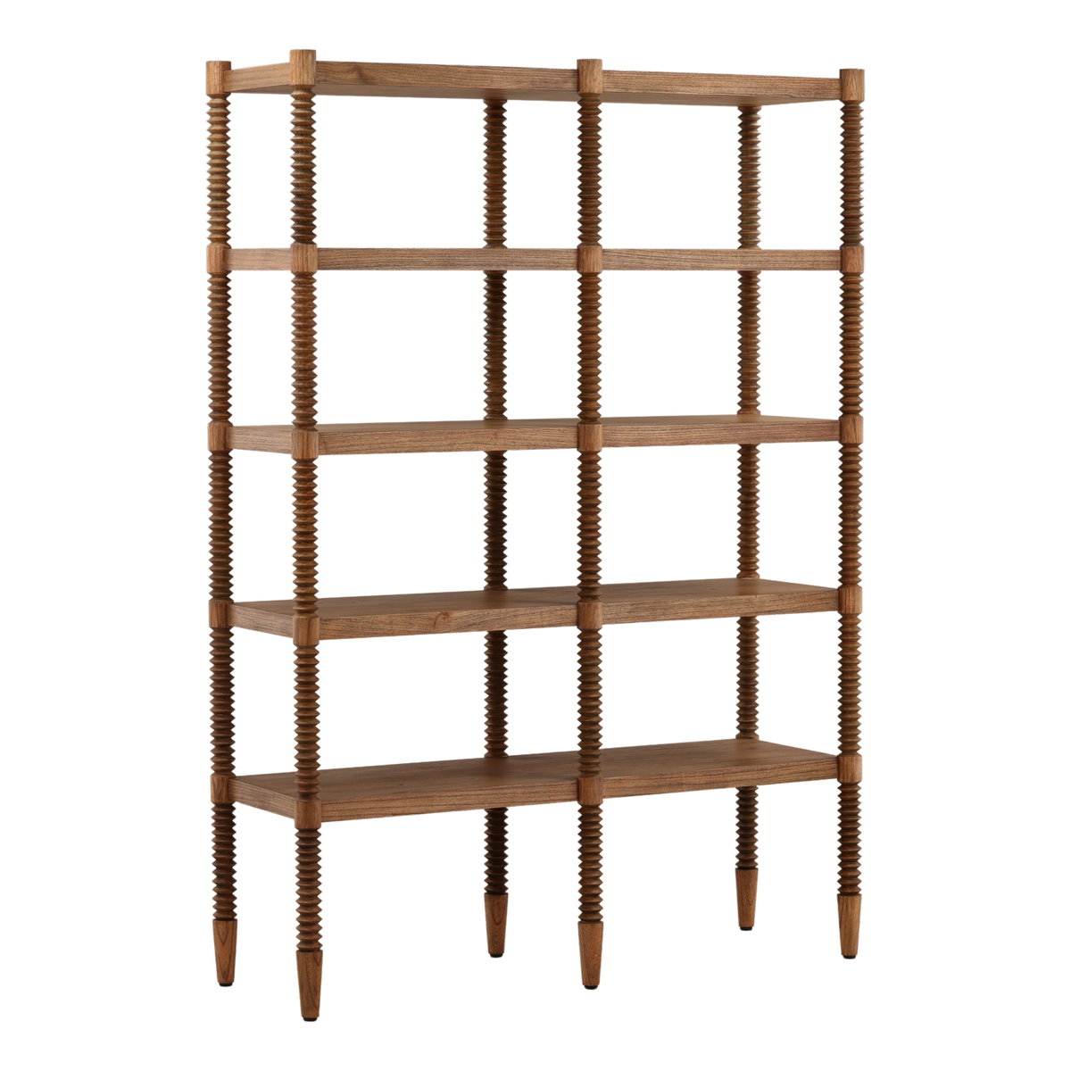 Fernandez Bookcase Brown, Shelving & Bookcase by Dovetail, 59.68" width x 85" height x 20" depth View 1