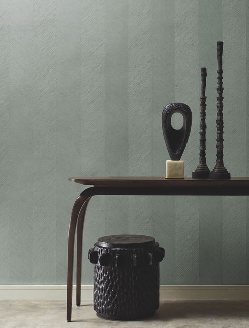 Chevron Blue Metallic Wallpaper