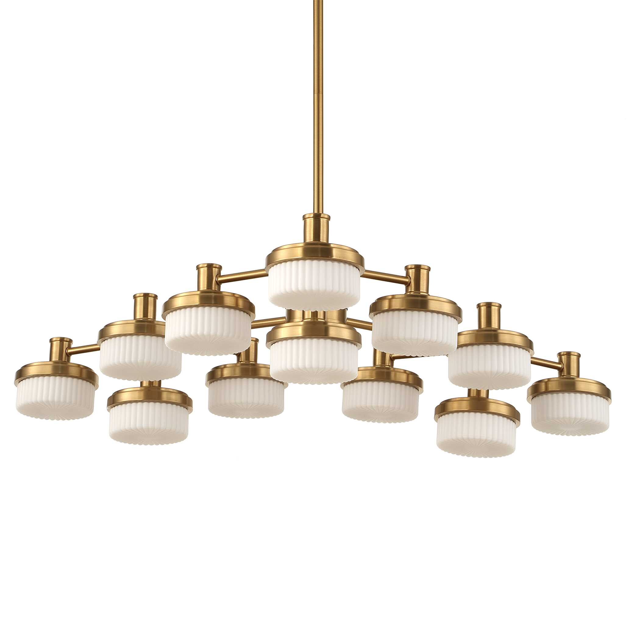 Wedge 12 Lt LED Brass Chandelier, Ceiling Light by Uttermost, 40.62" width x 7.25" height x 40.62" depth View 3