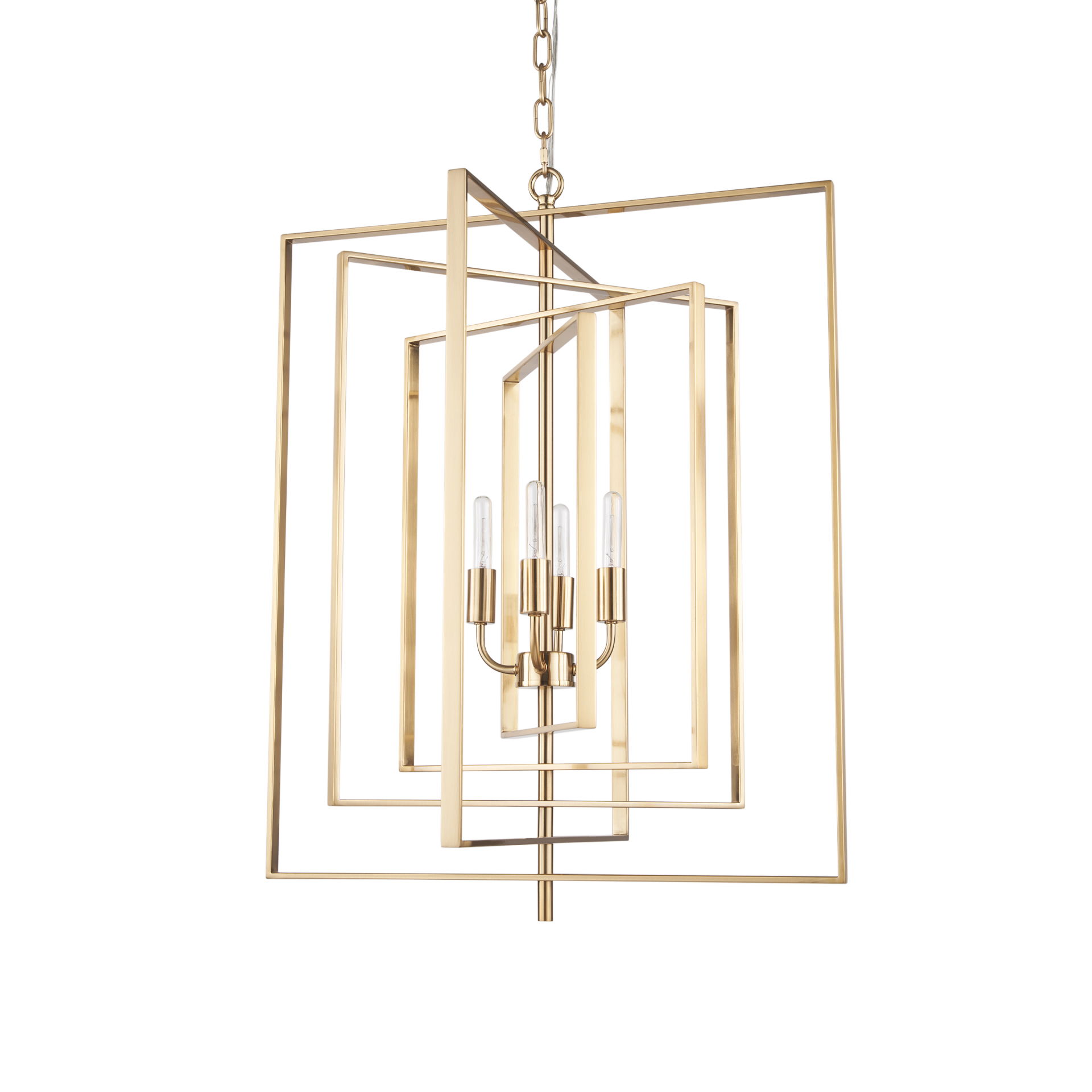 Colleen Antiqued Gold Metal 4-Light Chandelier, by Mercana, 23.62" length x 23.62" width x 29.92" height View 1