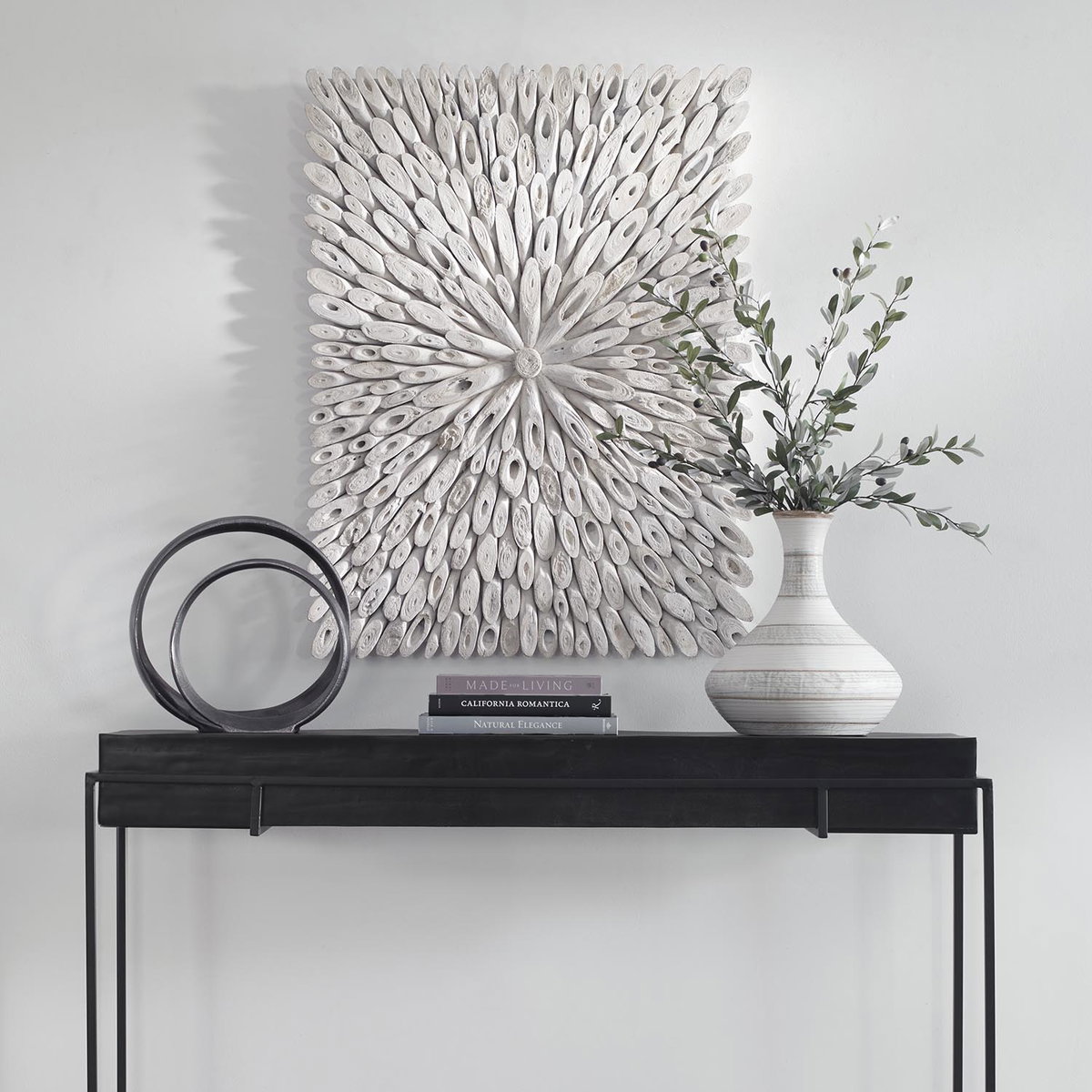 Bahama Wood Whitewashed Wall Decor, Sculptural Wall Art by Uttermost, 39.37" width x 29.5" height x 1.4" depth View 2