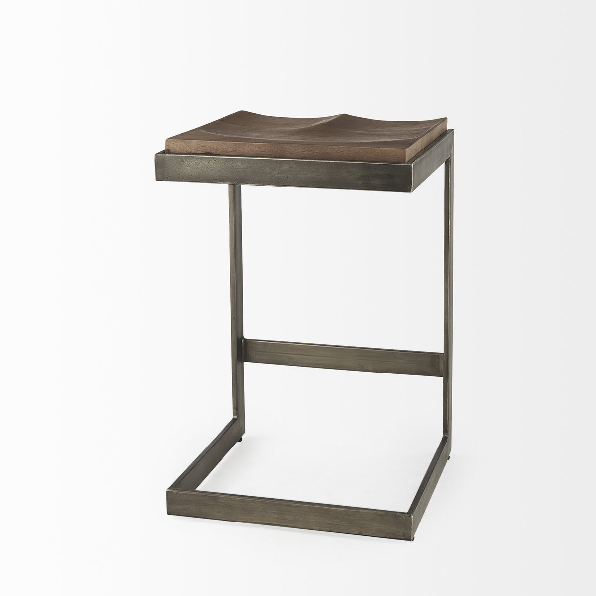 Kiran Backless 26in Seat Counter Stool | Brown Wood with Antique Nickel, Counter & Bar Stool by Mercana, 17" length x 17" width x 26" height View 6