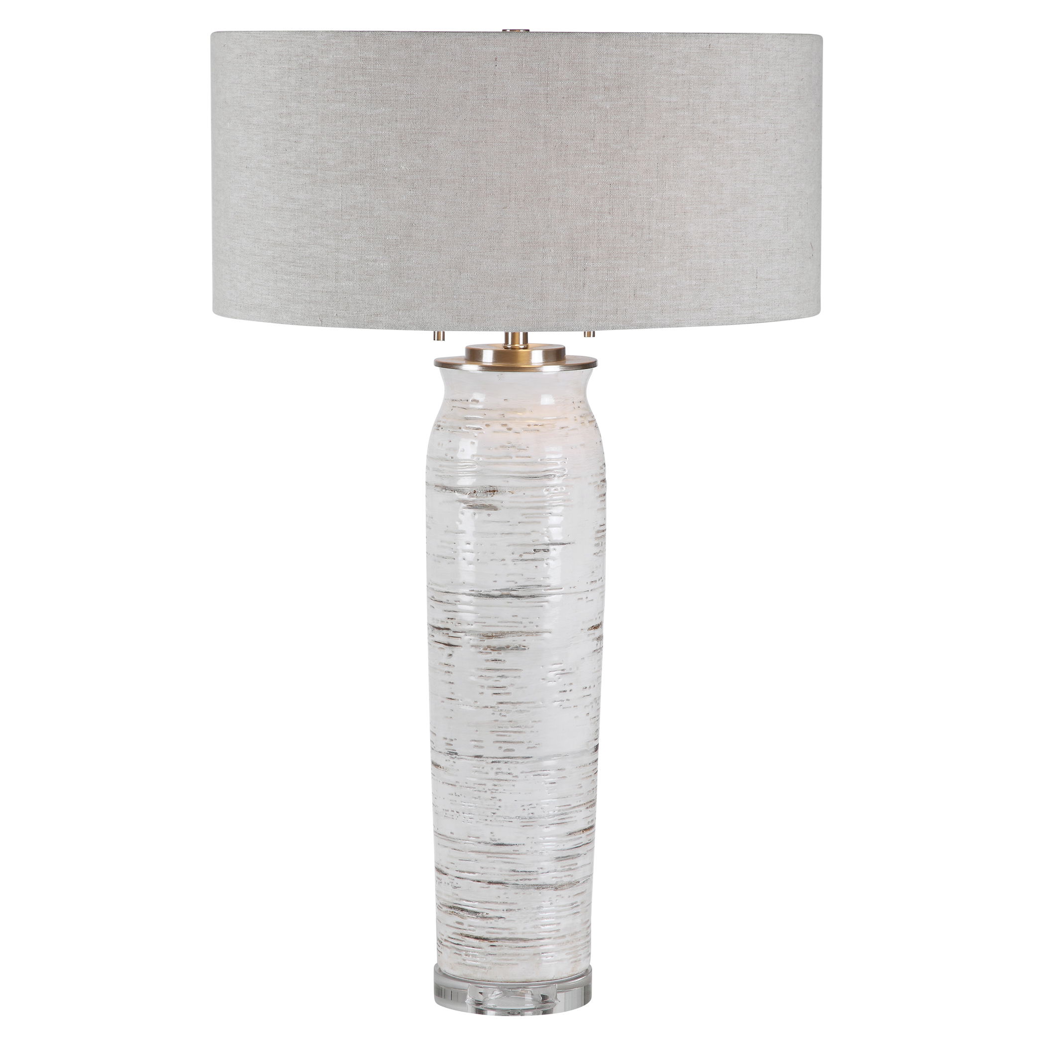 Lenta White Table Lamp, by Uttermost, 19" width x 30.25" height x 19" depth View 1