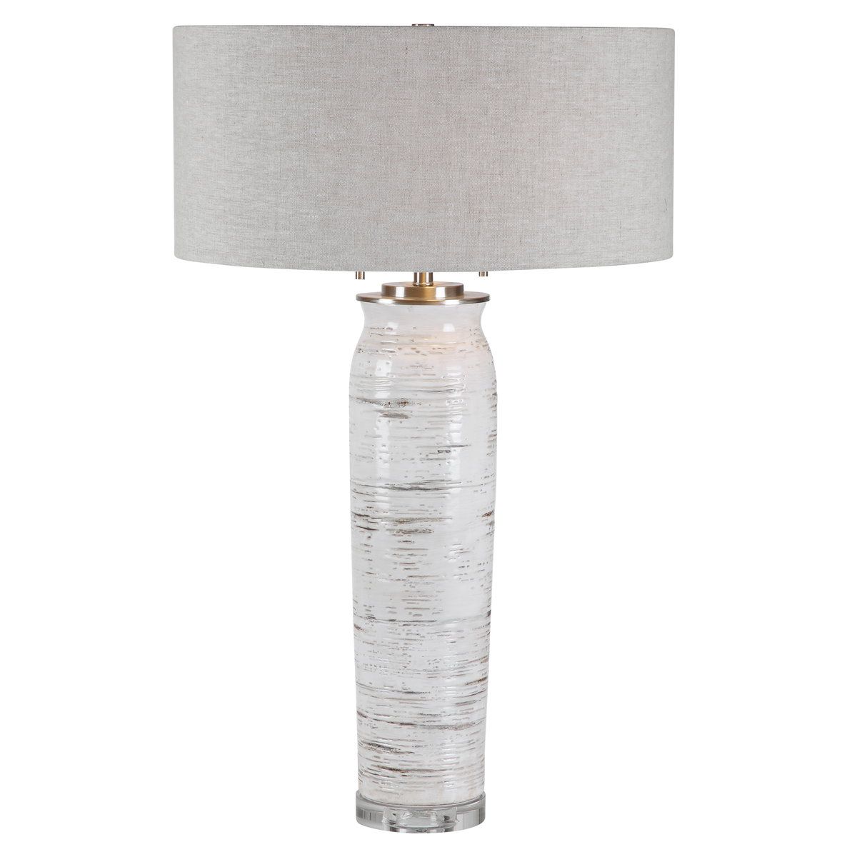 Lenta White Table Lamp, by Uttermost, 19" width x 30.25" height x 19" depth View 1