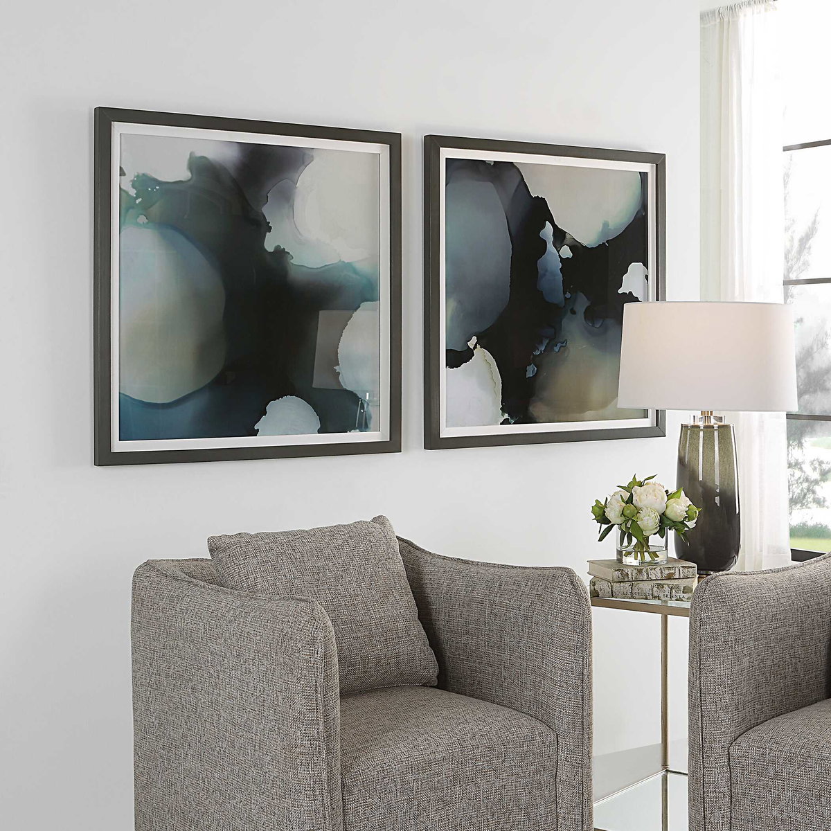 Telescopic Abstract Framed Prints Set/2, Art by Uttermost, 34" width x 34" height x 1.25" depth View 4