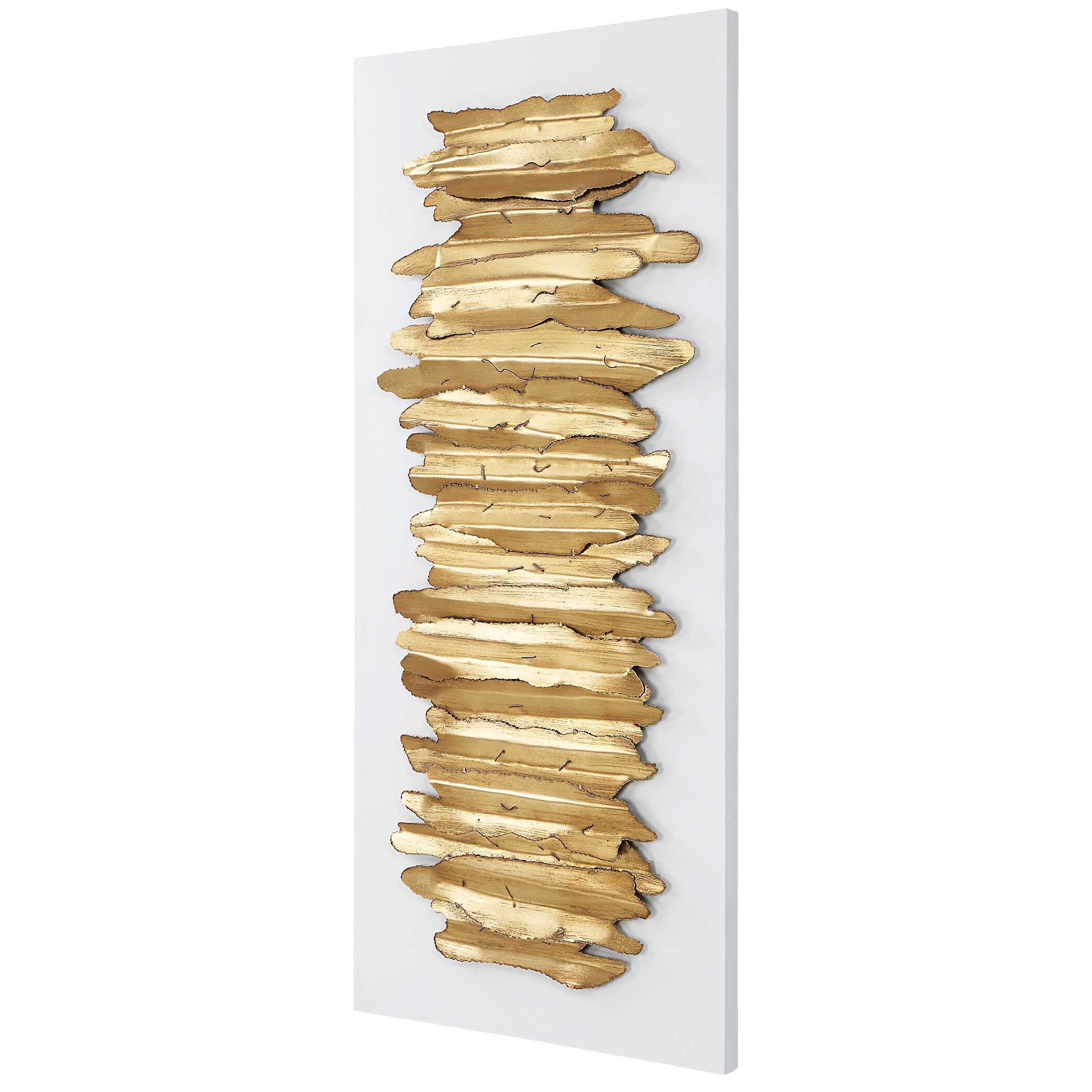 Lev White Metal Wall Decor, Sculptural Wall Art by Uttermost, 24" width x 55.25" height x 2.75" depth View 5