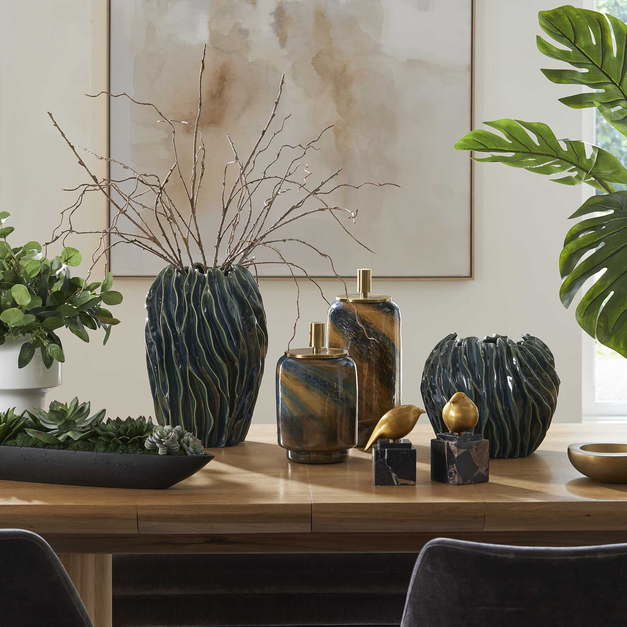 Golden Finch Bird Figurines Set/2, Decorative by Uttermost, 3" width x 6.5" height x 3" depth View 5