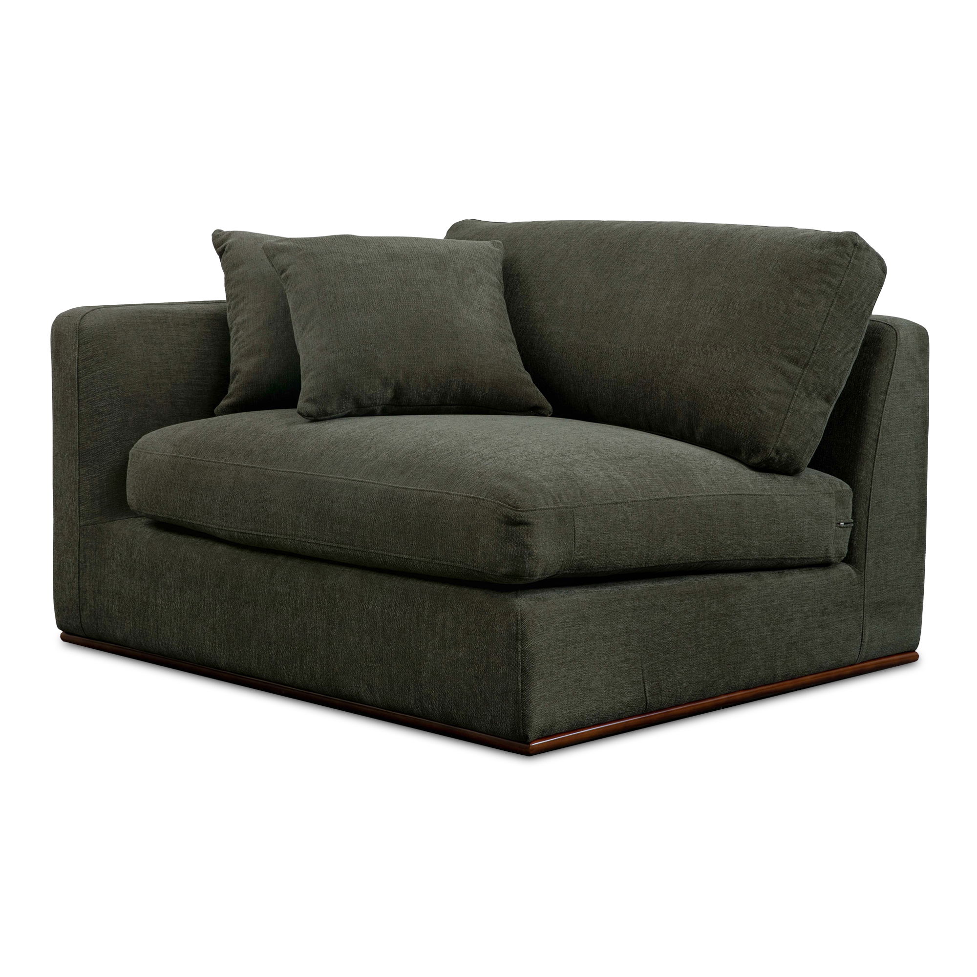 Rue Left Arm Facing Chair Deep Green, Sectional Sofa by Moe's Home, 47.6" width x 23.6" height x 41" depth View 3