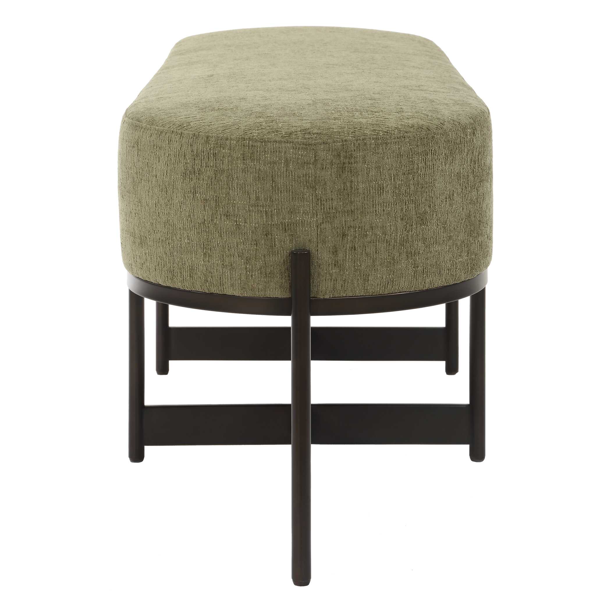 Merino Moss Fabric Bench, Furniture by Uttermost, 56.5" width x 19" height x 17.6" depth View 6