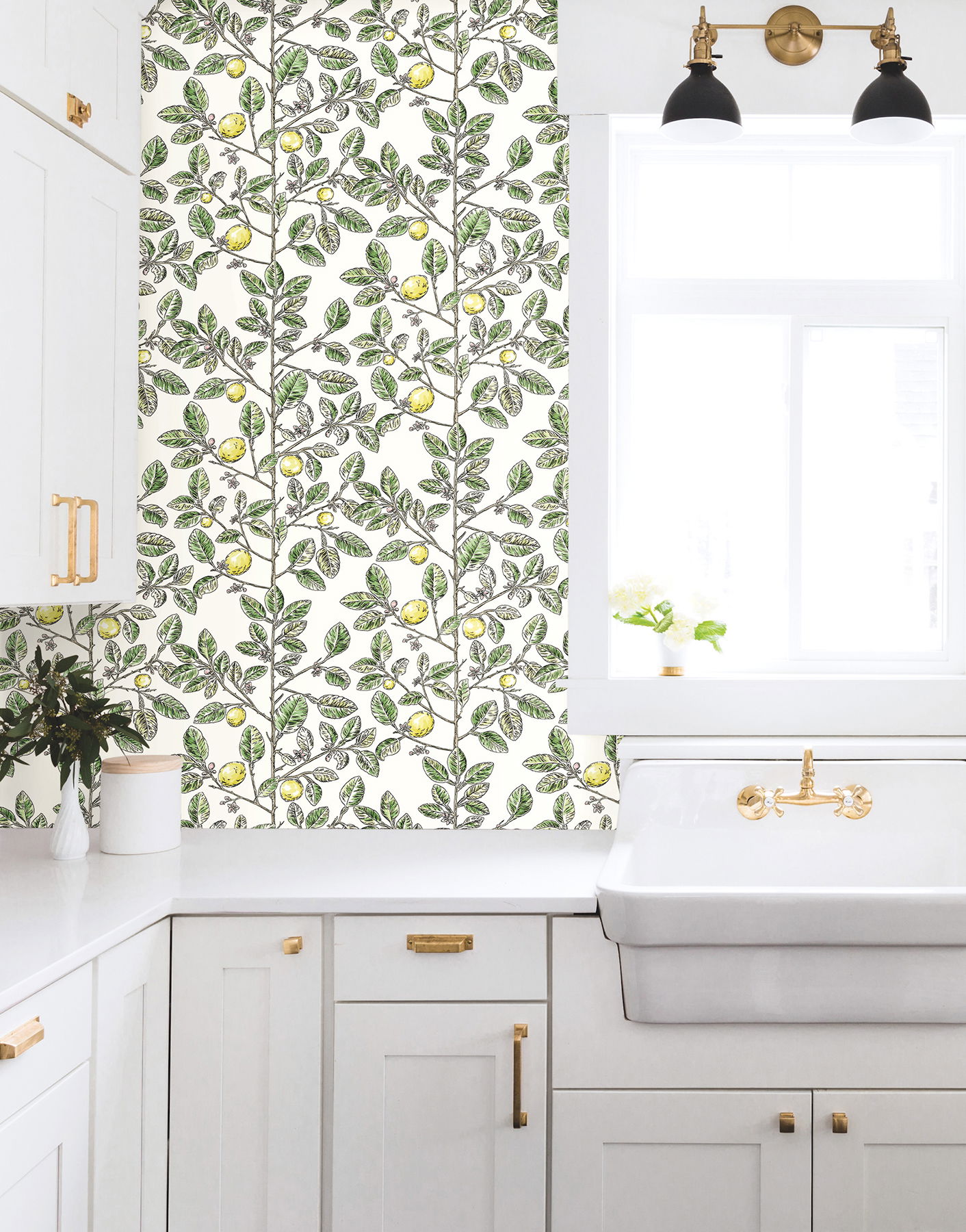 Limoncello Toile Green Wallpaper large image 