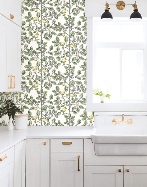 Limoncello Toile Green Wallpaper