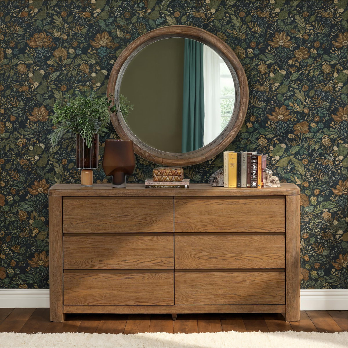 Chadwick Dresser Brown, by Dovetail, 67" width x 35.5" height x 19.75" depth View 8