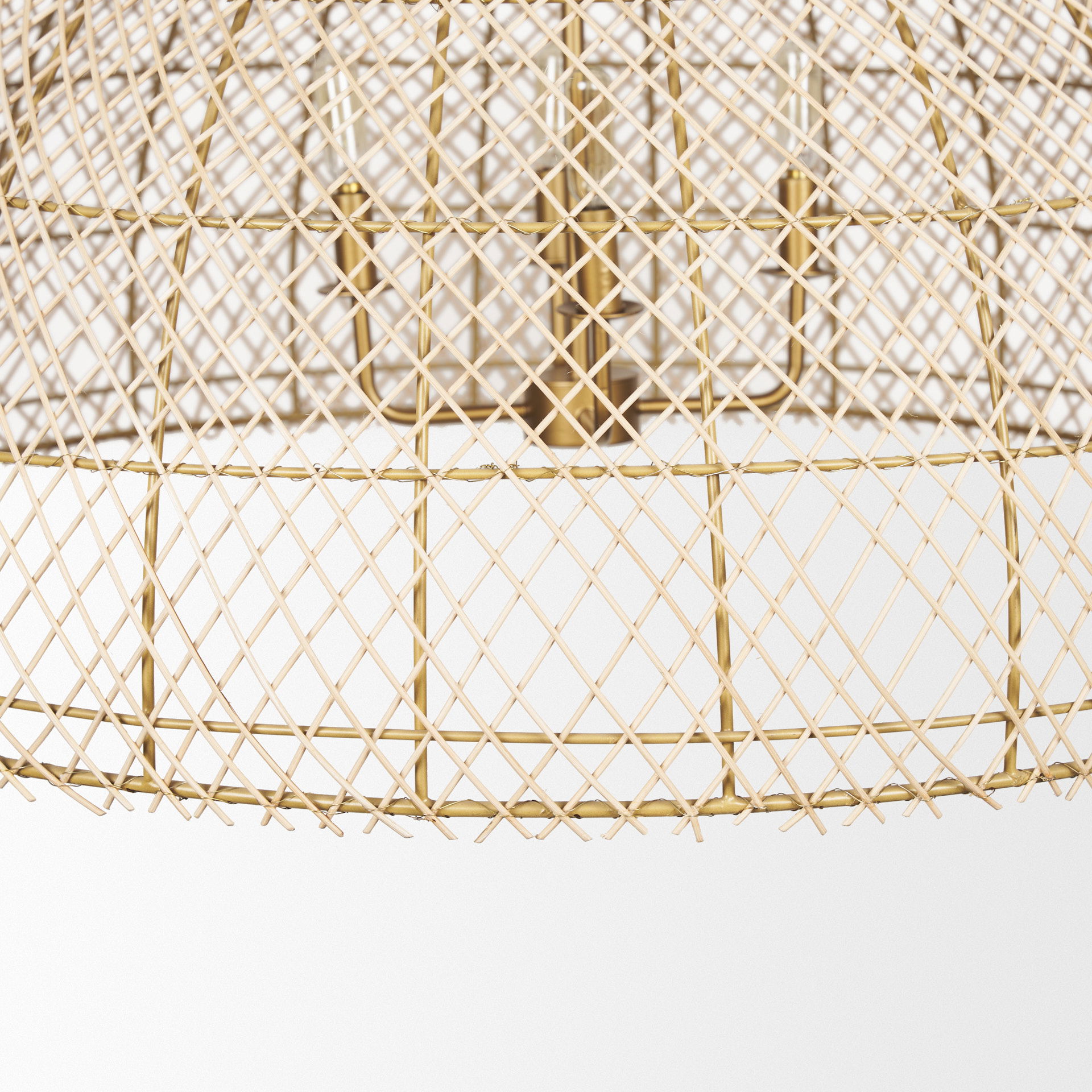 Thad 4-Light Natural Woven Rattan Dome Chandelier, by Mercana, 38" length x 38" width x 21" height View 9