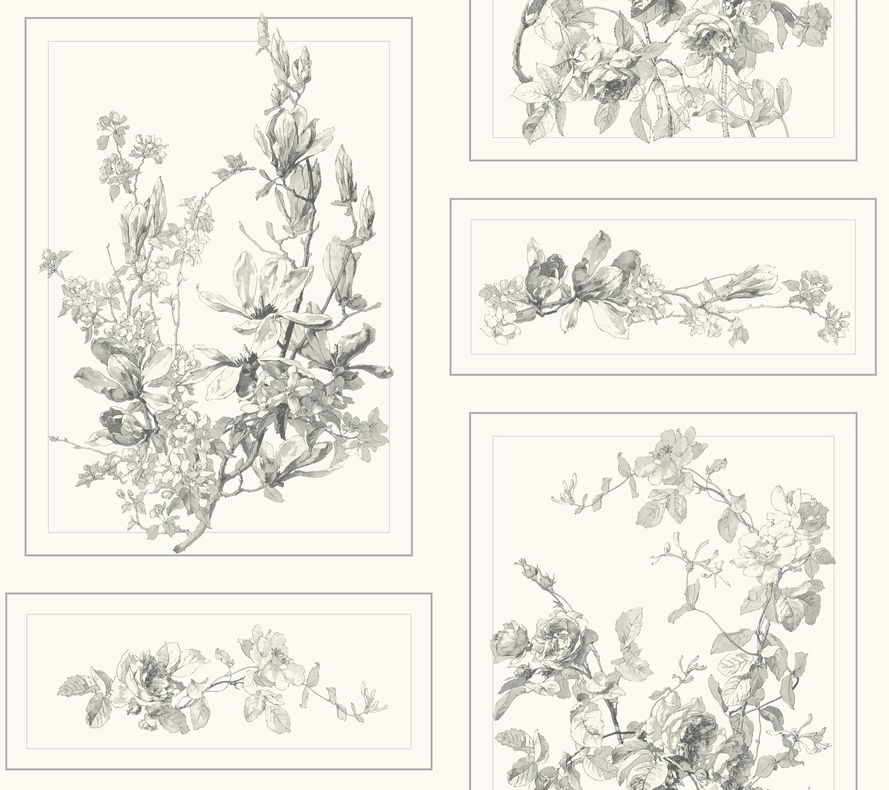 The Magnolia Grey & Off White Wallpaper large image 