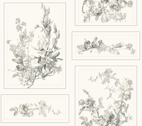 The Magnolia Grey & Off White Wallpaper