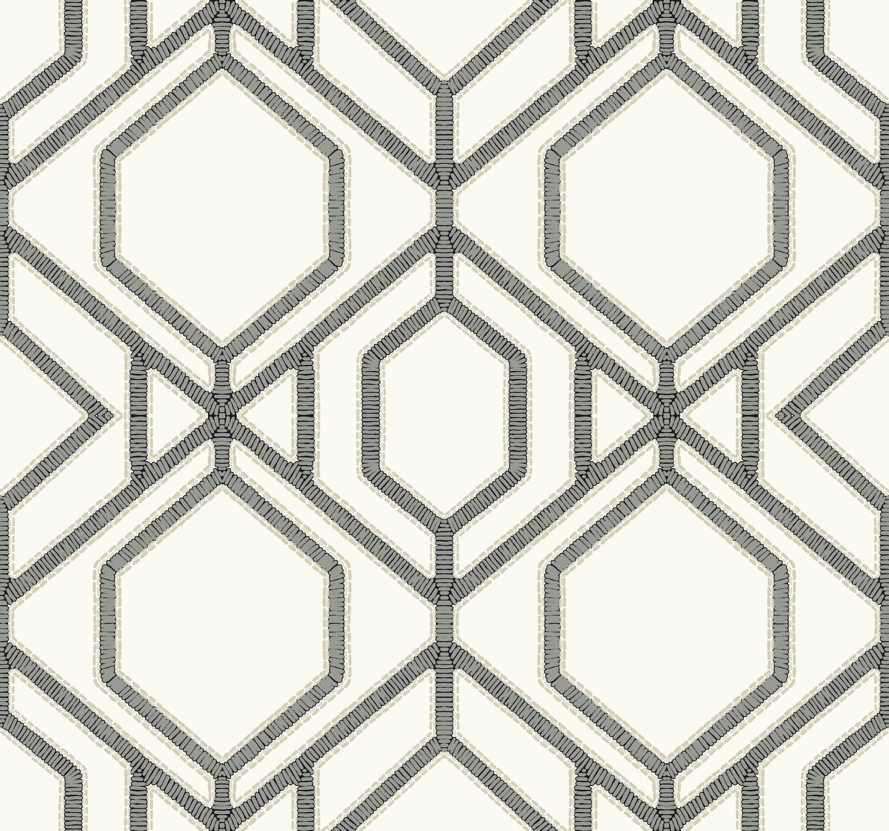Sawgrass Trellis White & Grey Wallpaper, by York Wall, 27' length x 2'3" width x 0.02" depth View 1