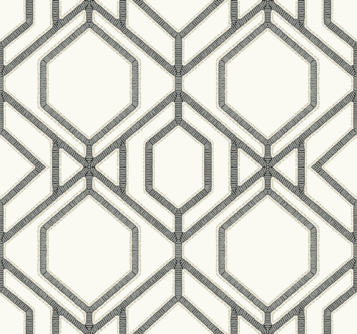 Sawgrass Trellis White & Grey Wallpaper, by York Wall, 27' length x 2'3" width x 0.02" depth