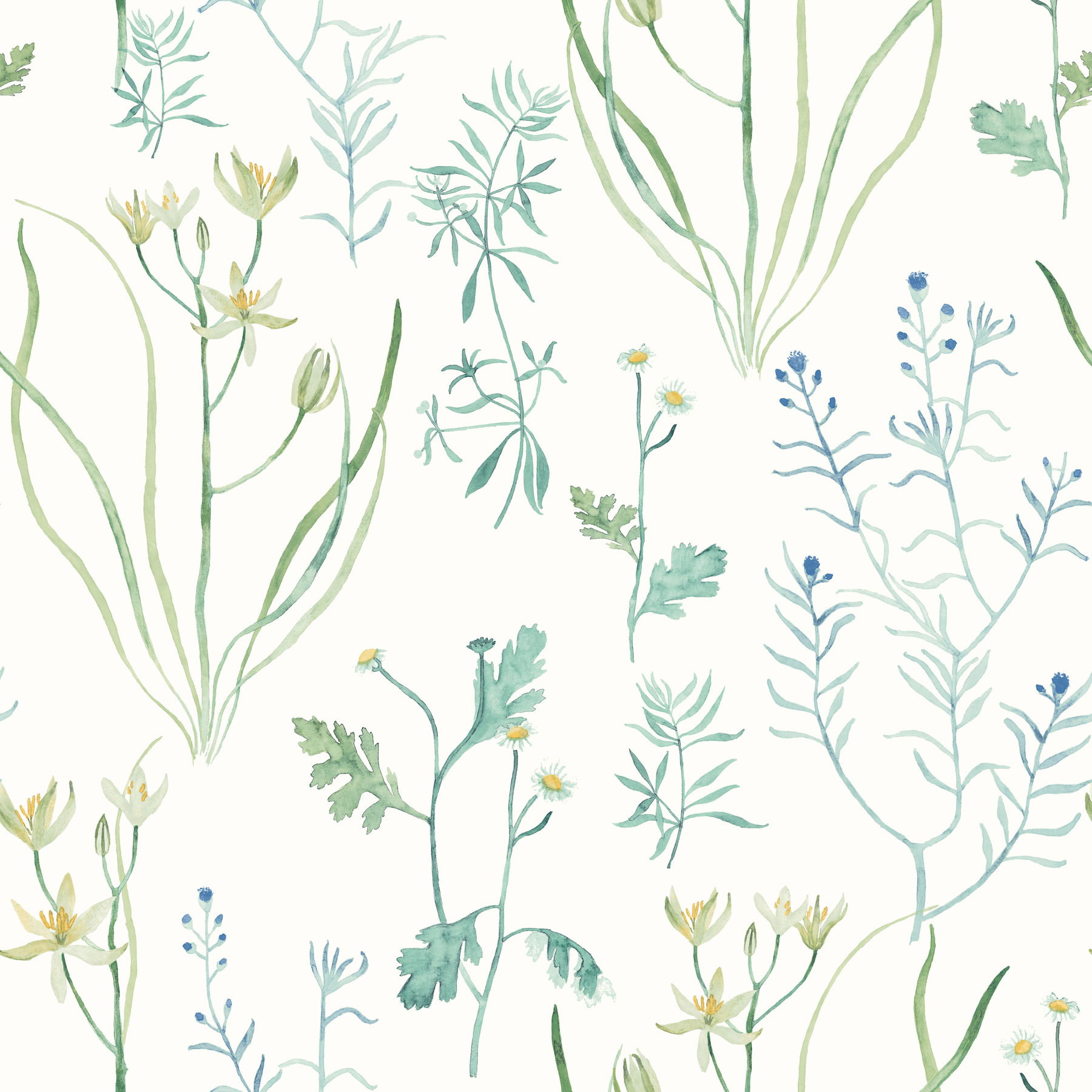 Alpine Botanical Blue Peel & Stick Wallpaper large image 
