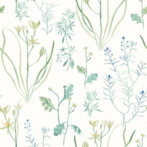 Alpine Botanical Blue Peel & Stick Wallpaper