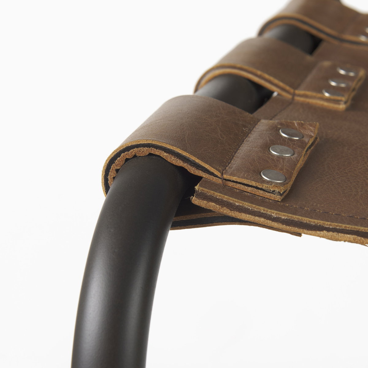 Berbick Low Back 26in Seat Counter Stool | Brown Leather with Gray Metal, Counter & Bar Stool by Mercana, 20.5" length x 24.8" width x 39" height View 8
