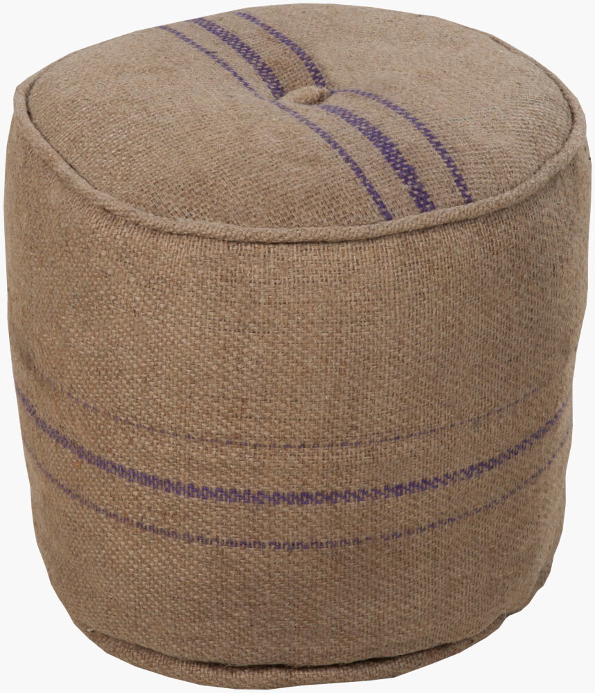 Burlap Pouf, Ottoman by Surya, 18" width x 17" height