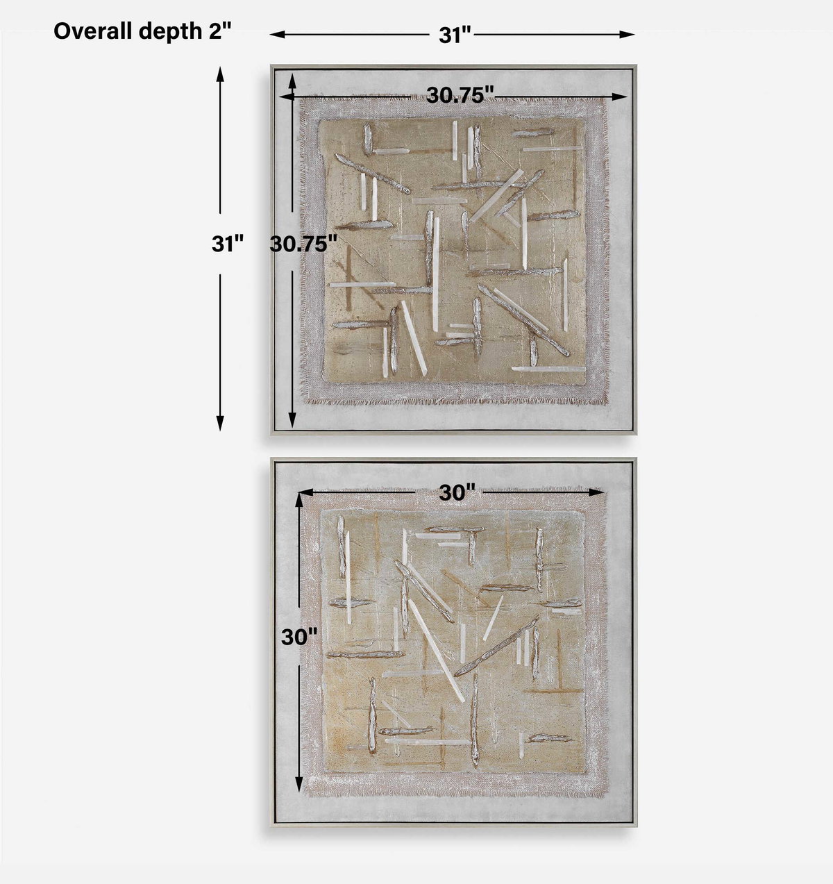 Unpredictable Hand Painted Canvases Set/2, Art by Uttermost, 31" width x 31" height x 2" depth View 3