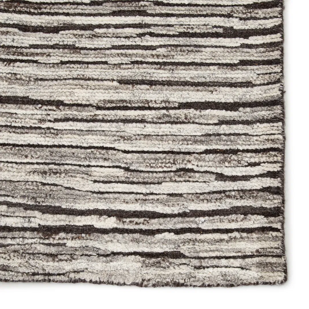 Jaipur Living Ramsay Hand-Knotted Striped Dark Gray/ Ivory Area Rug 9'X12' large image 