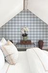 Woven Buffalo Check Blue Wallpaper, by York Wall, 33' length x 1'8.5" width x 0.02" depth thumbnail 3