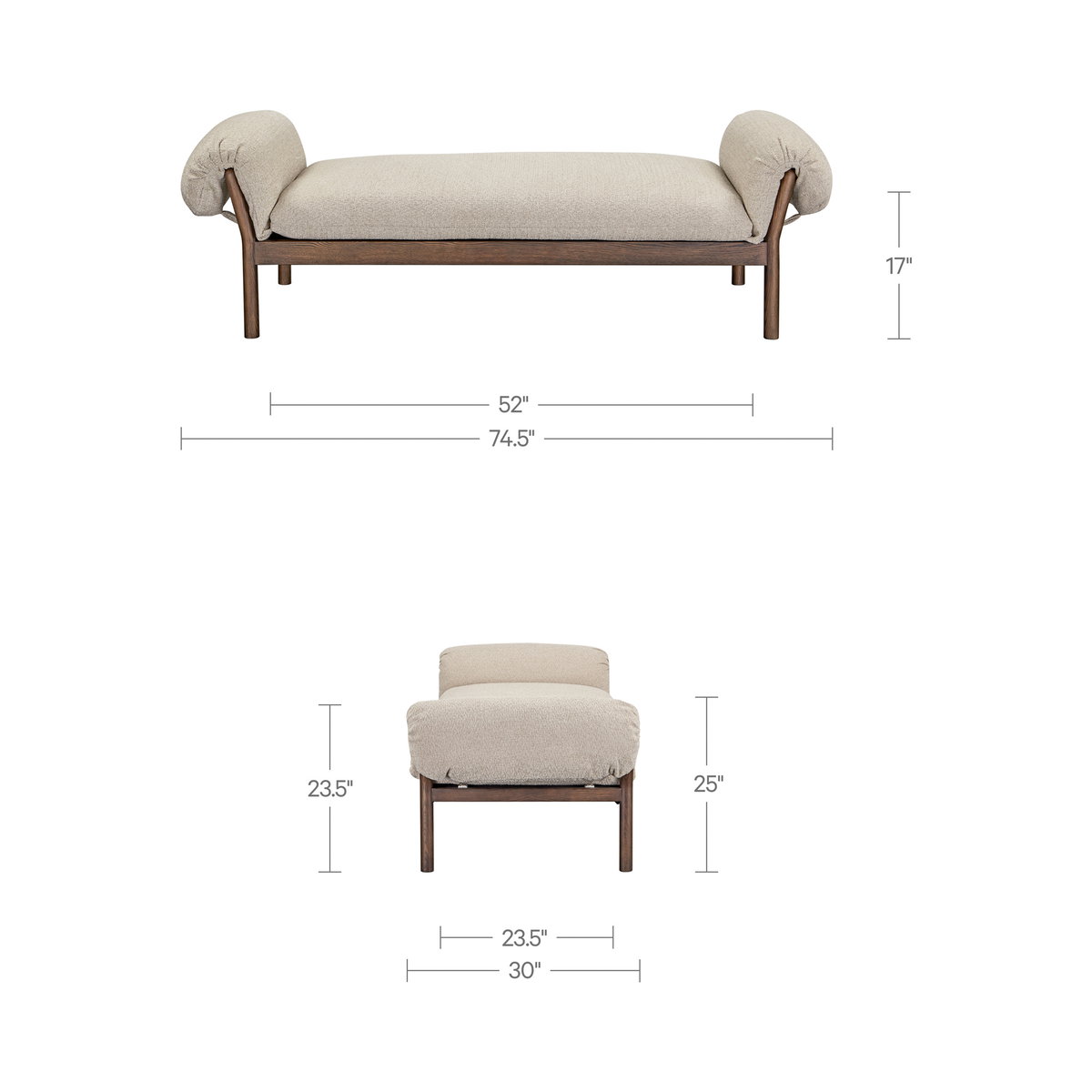 Cardero Daybed Beige, Chaise Lounges & Daybed by Moe's Home, 74.5" width x 23.5" height x 30" depth View 11