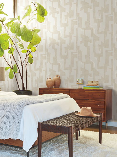 Modern Tribal Caramel & Cream Wallpaper