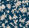 Passion Flower Toile Navy Wallpaper, by York Wall, 27' length x 2'3" width x 0.02" depth thumbnail 2