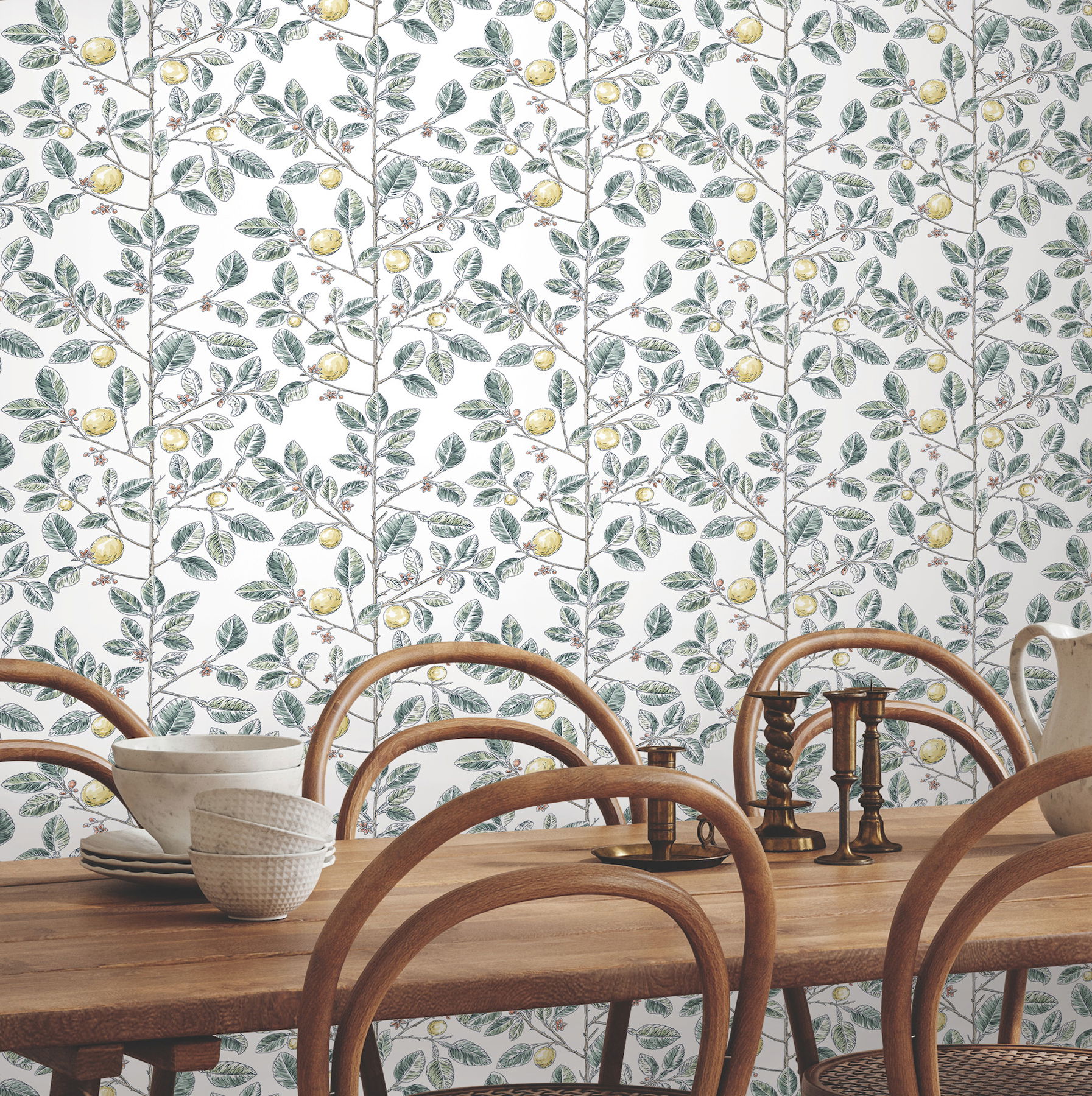 Limoncello Toile Forest Wallpaper large image 