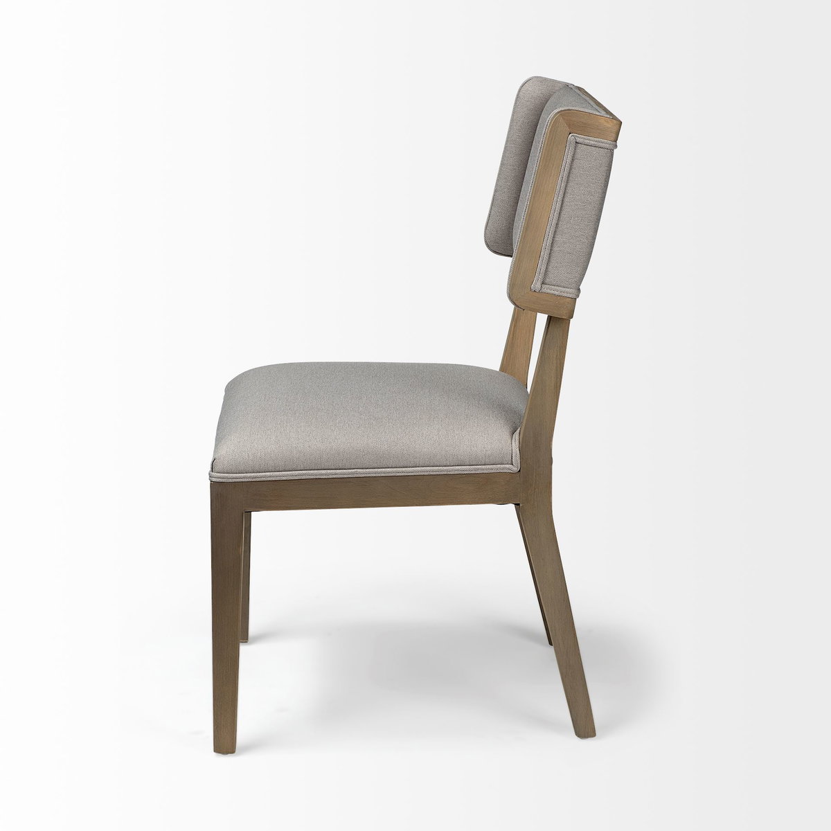 Tenton Open Back Dining Side Chair | Grey Fabric with Brown Wooden, Dining Chair by Mercana, 23.5" length x 19" width x 36.75" height View 7