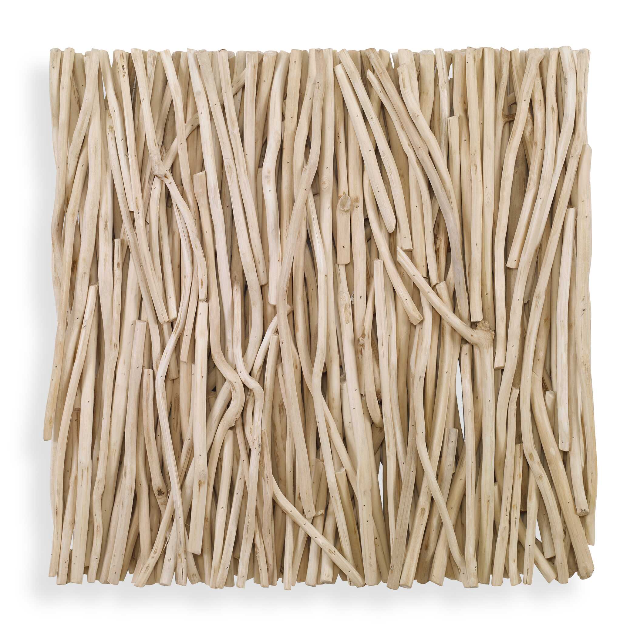 Gathered Teak Square Bleached Wood Wall Decor large image 