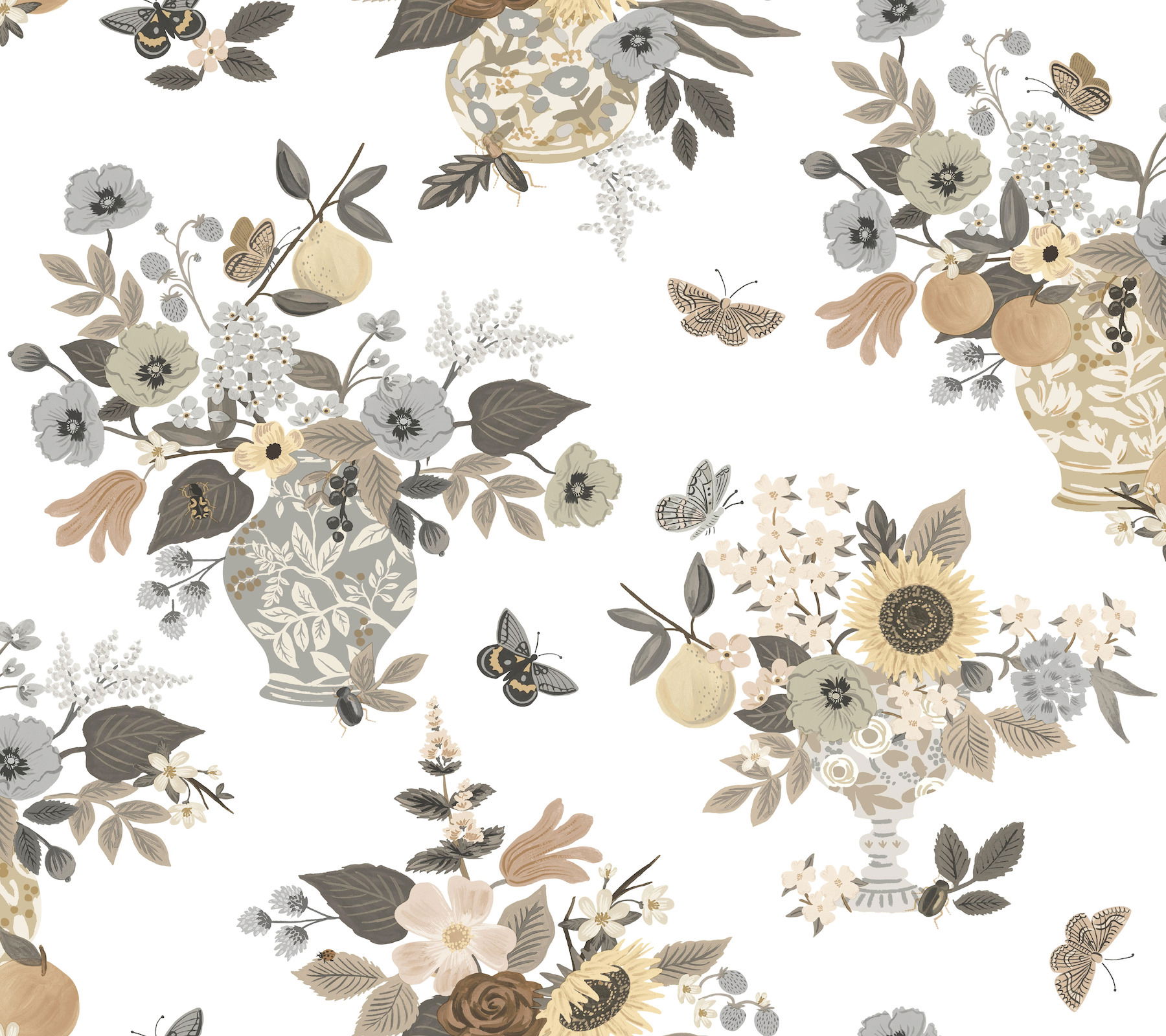 Flower Studies Linen Wallpaper large image 