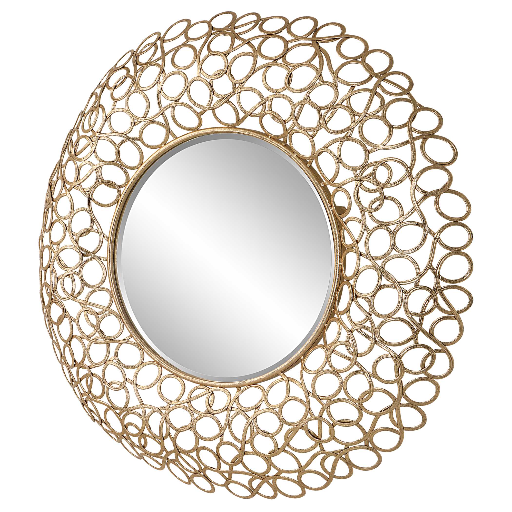 Swirl Round Gold Mirror large image 
