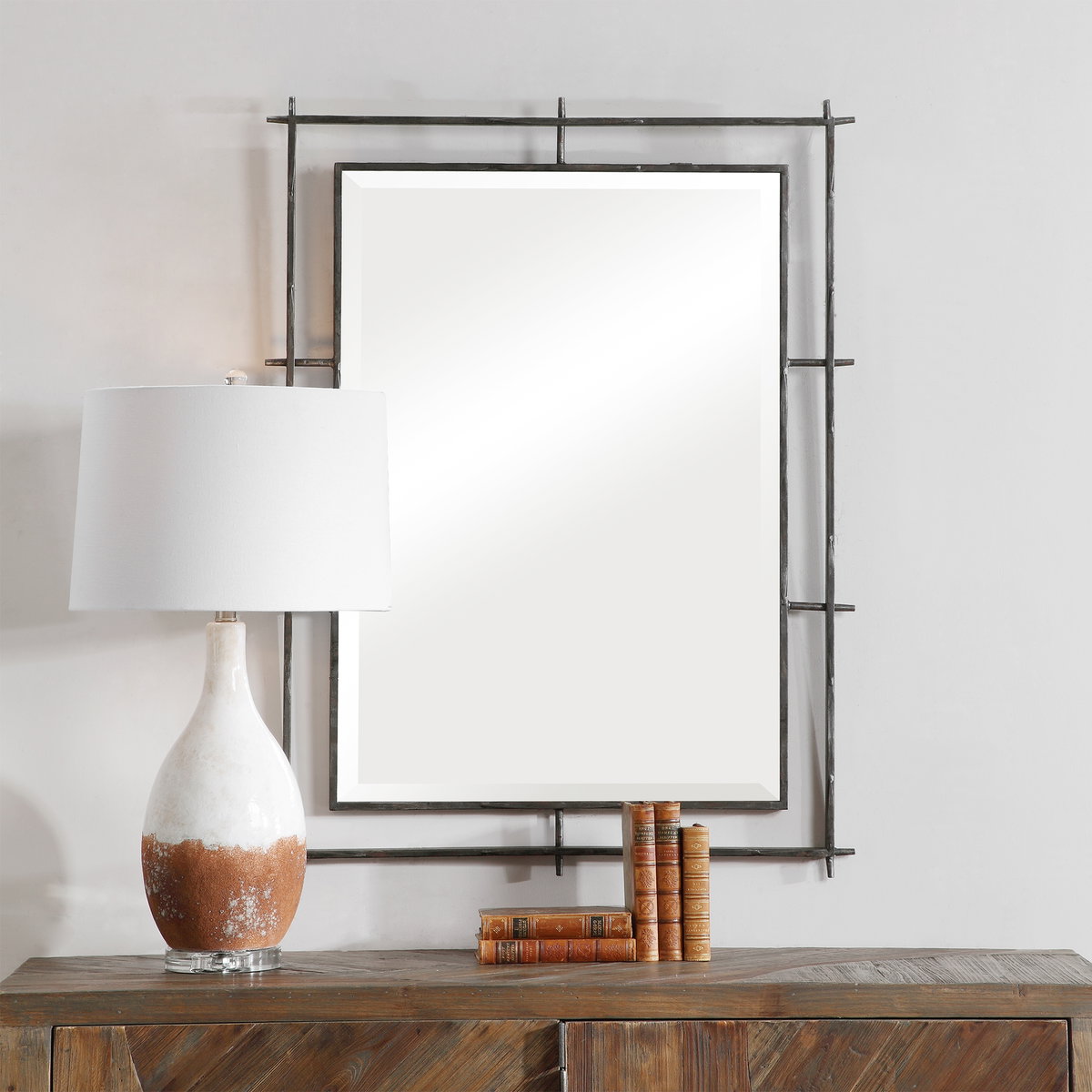 Ironworks Industrial Mirror, by Uttermost, 30.25" width x 40.15" height x 1.15" depth View 2