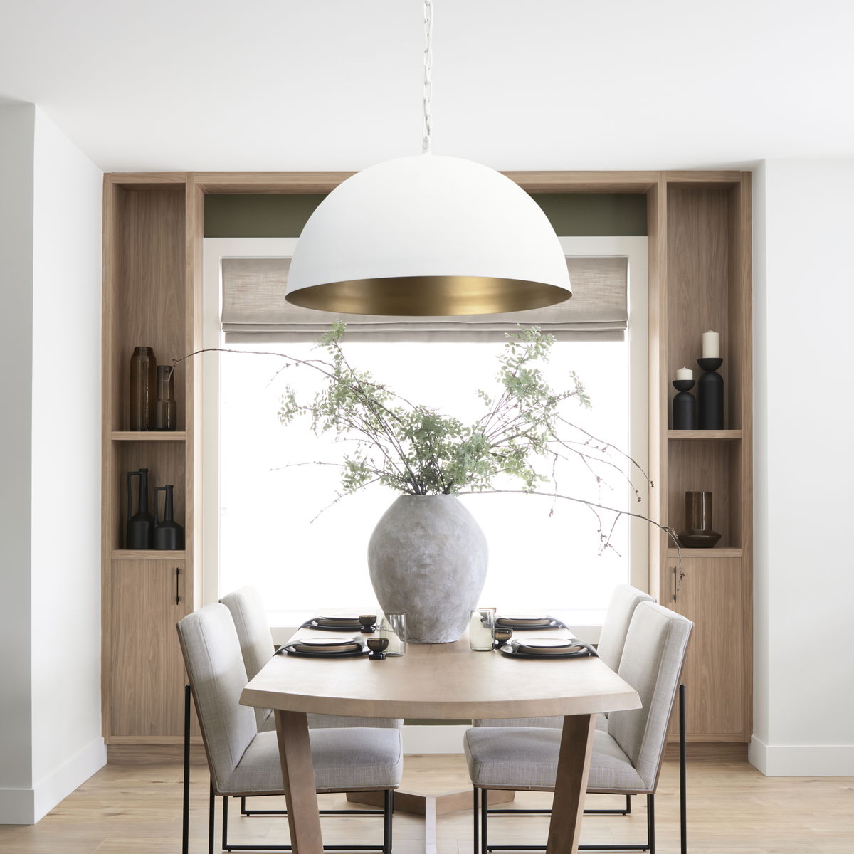 Doma 36' Round White Dome Pendant Light, by Mercana, 39" length x 39" width x 23" height View 2