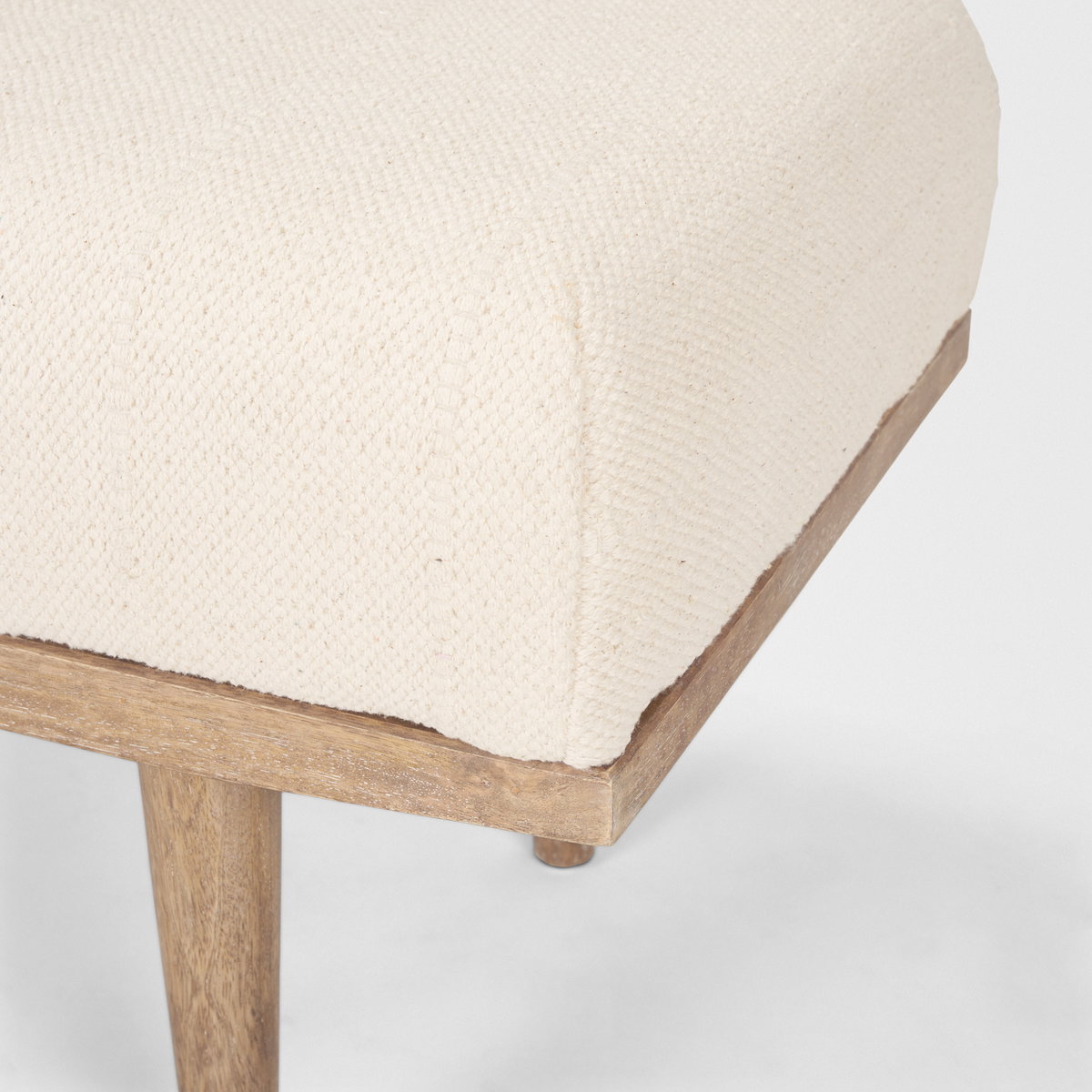 Shae Brown Wood with Oatmeal Fabric Bench, Benche by Mercana, 56" length x 18" width x 19" height View 8