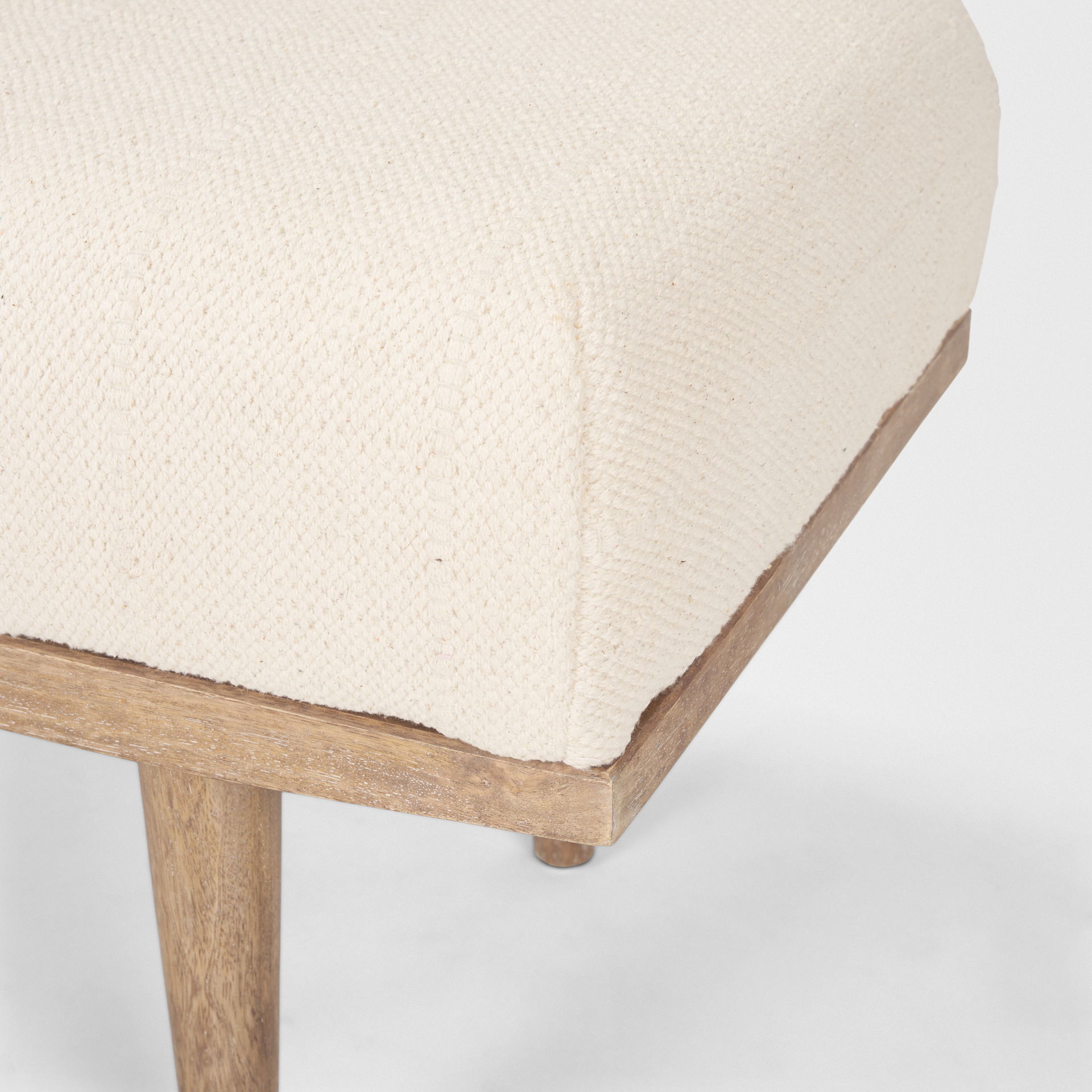 Shae Brown Wood with Oatmeal Fabric Bench large image 