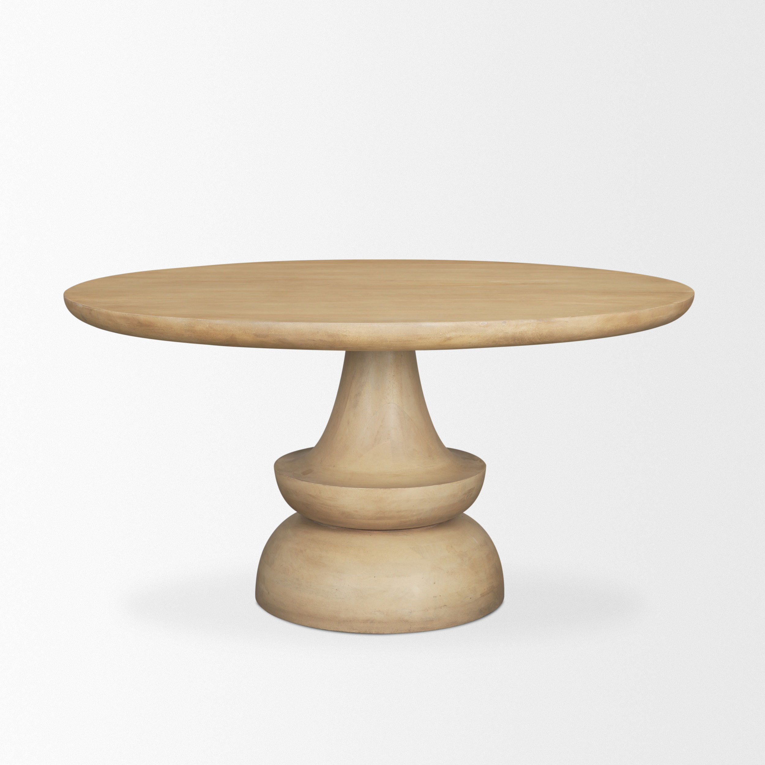 Crossman 60' Round Blonde Solid Wood & Base Dining Table, by Mercana, 60" length x 60" width x 30" height View 4