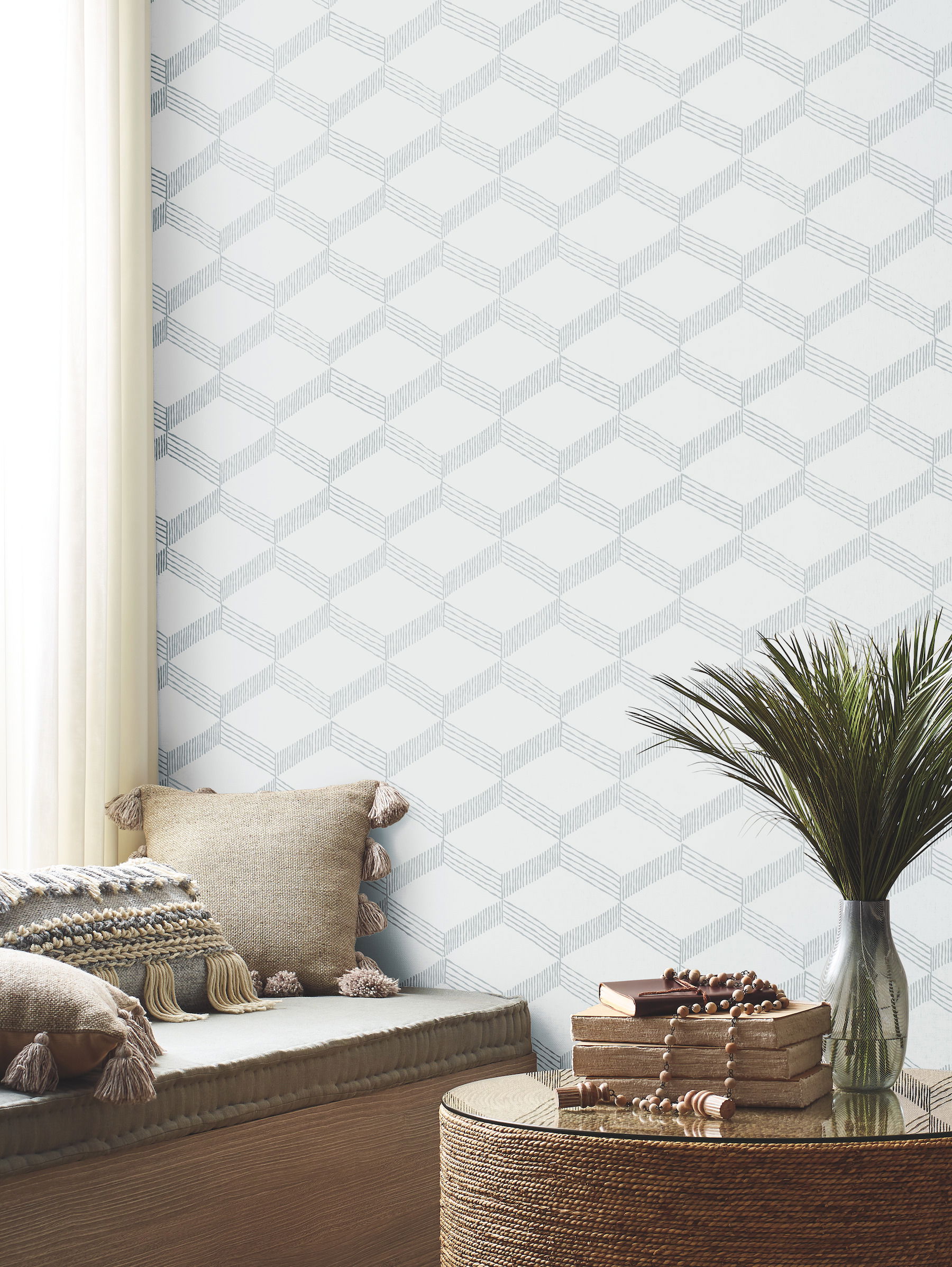 Palisades Paperweave Smokey Blue Wallpaper large image 