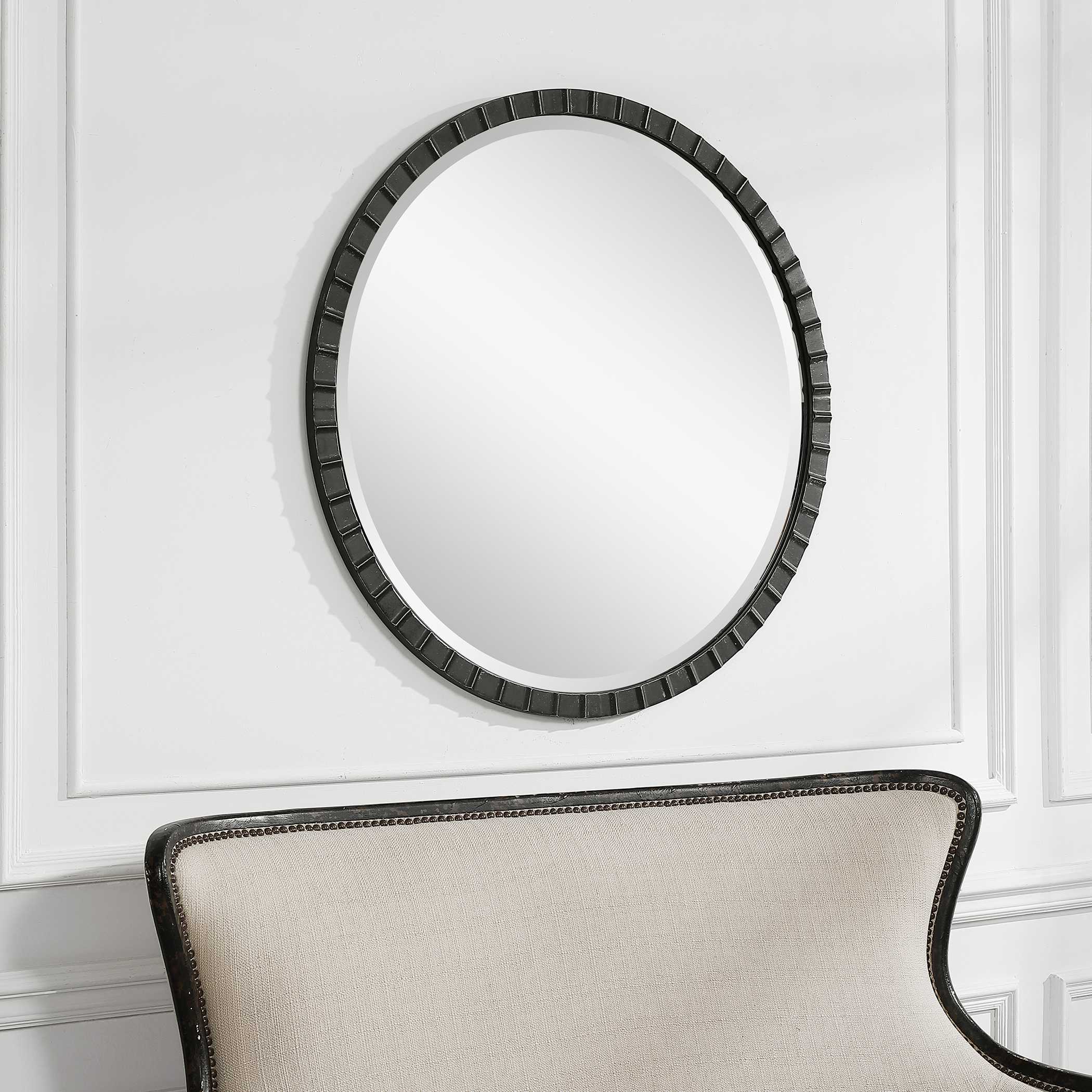 Dandridge Round Industrial Mirror, by Uttermost, 34" width x 34" height x 1" depth View 5
