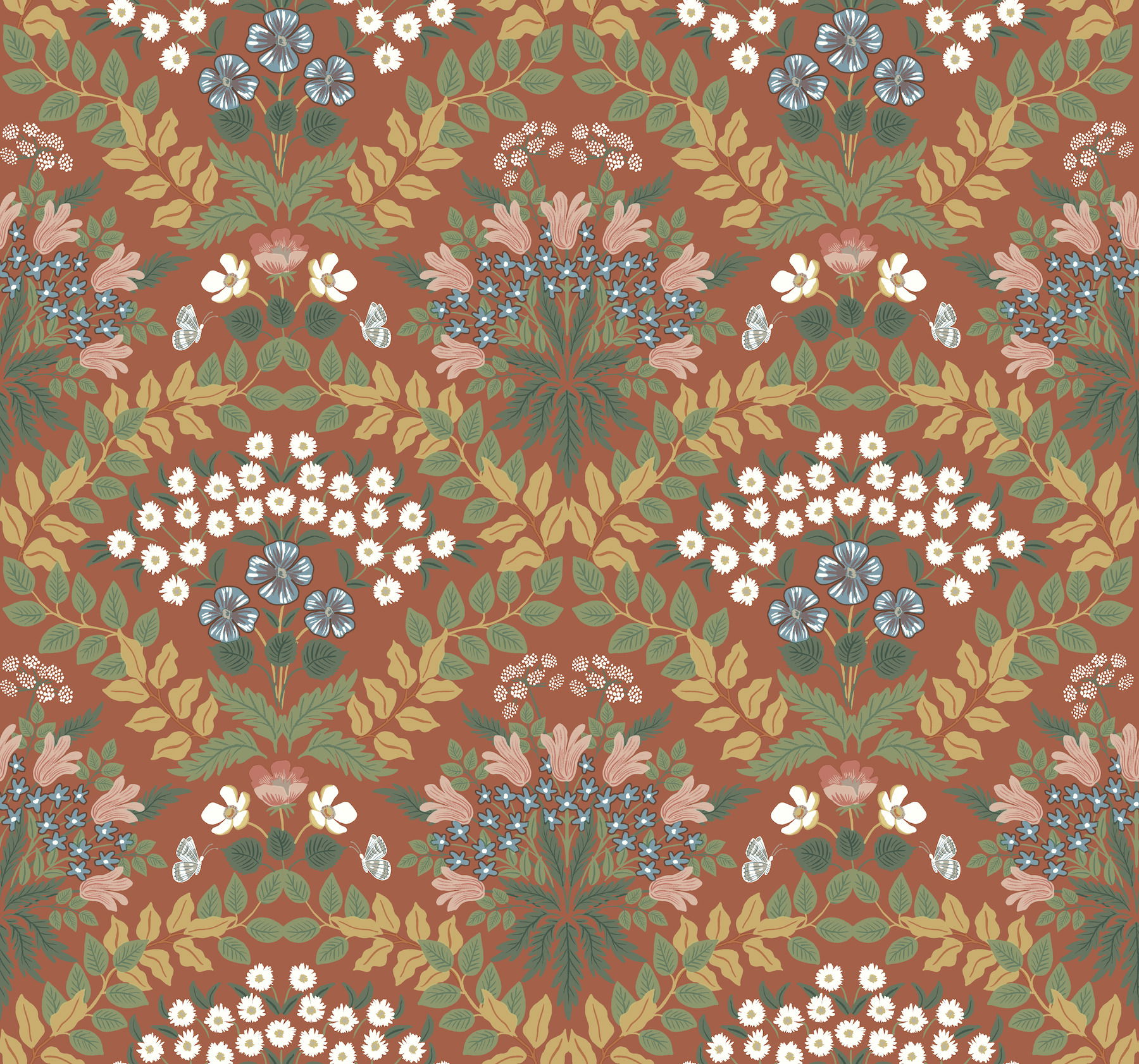 Bramble Red & Green Wallpaper, by York Wall, 27' length x 2'3" width x 0.02" depth View 1