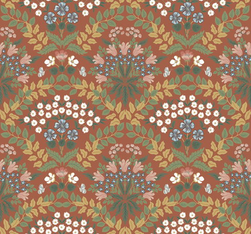 Bramble Red & Green Wallpaper