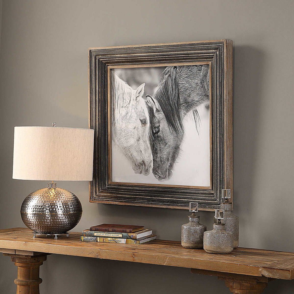 Custom Black And White Horses Print, by Uttermost, 2'7.5" width x 2'7.5" height x 2.75" depth View 5